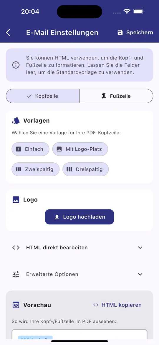 ServiceZoid Feature: Anpassungen der PDFs, Materialien und Einheiten. - Digitale Rapportscheine für Handwerker